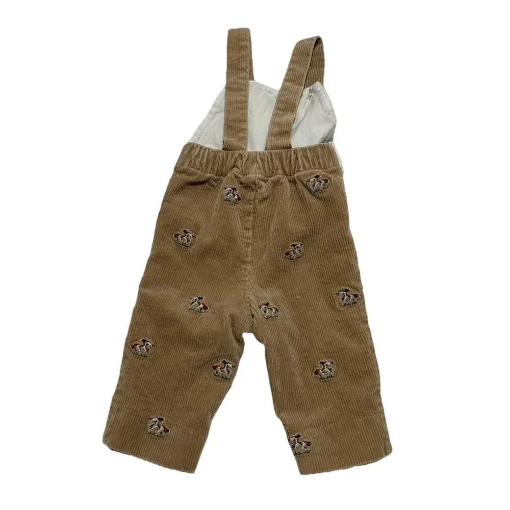 Ralph Lauren Baby Boys Corduroy Embroidered Overalls Size 6 Month Hunting Dogs